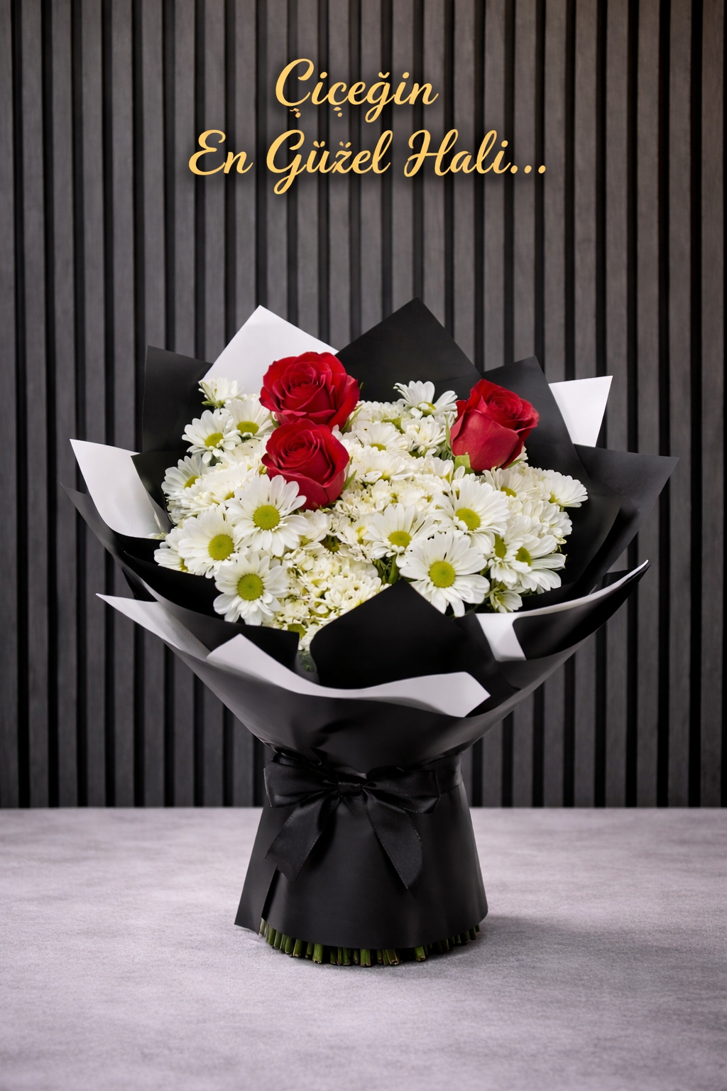 3 Adet Gül Ve Bol Papatya Buketi Premium 2