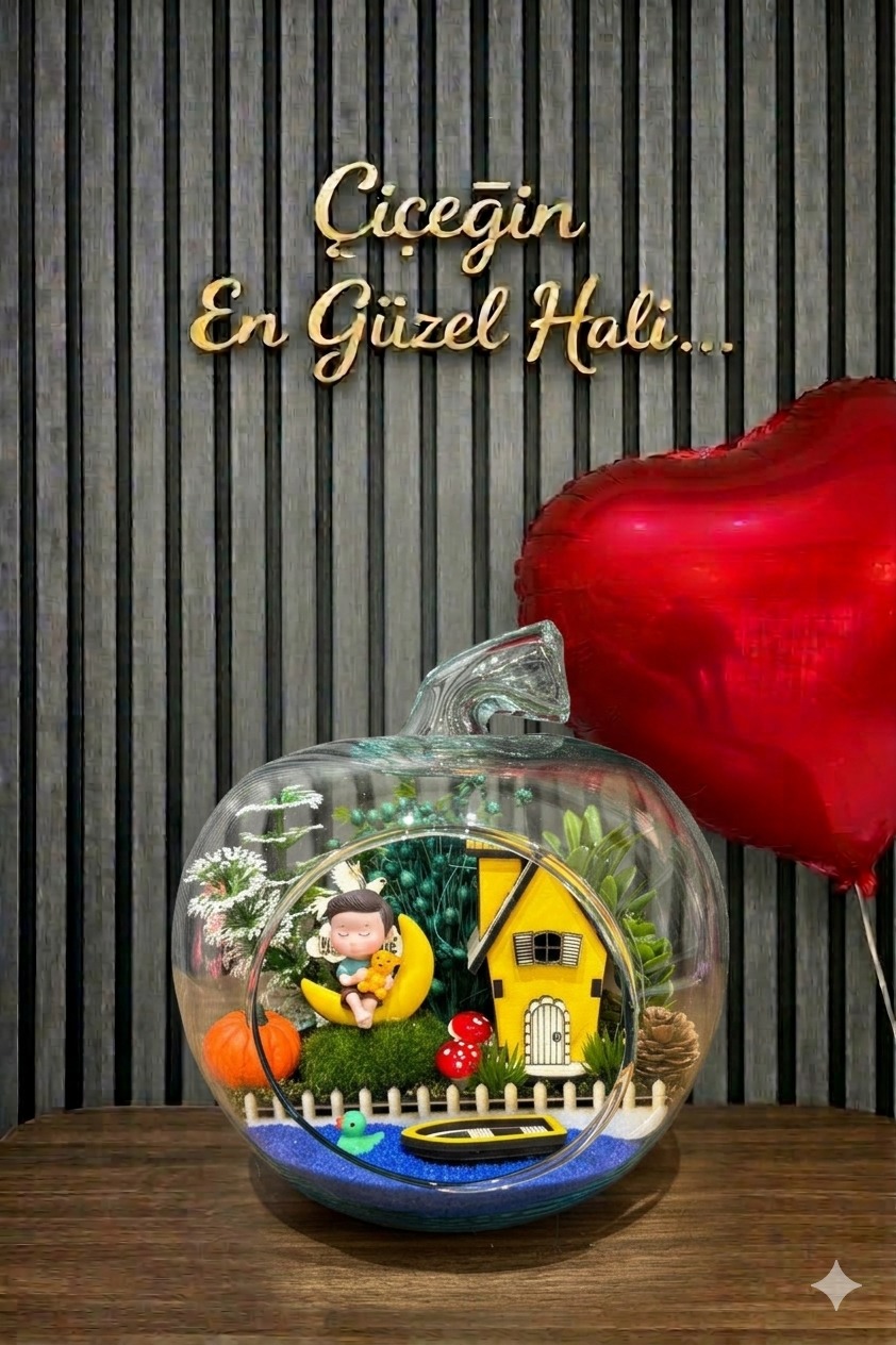 Elma Figürlü  Şık Teraryum 