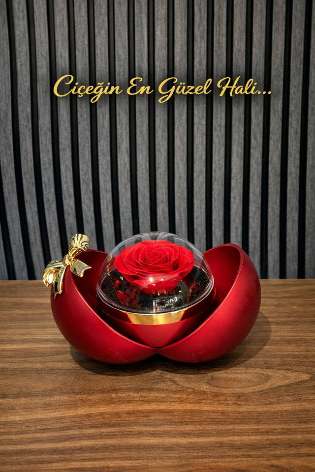 Fiyonklu Premium Hediye Kutusu Solmayan Gül Ve Yüzük Kolye Vs Koymak Için Çekmeceli 