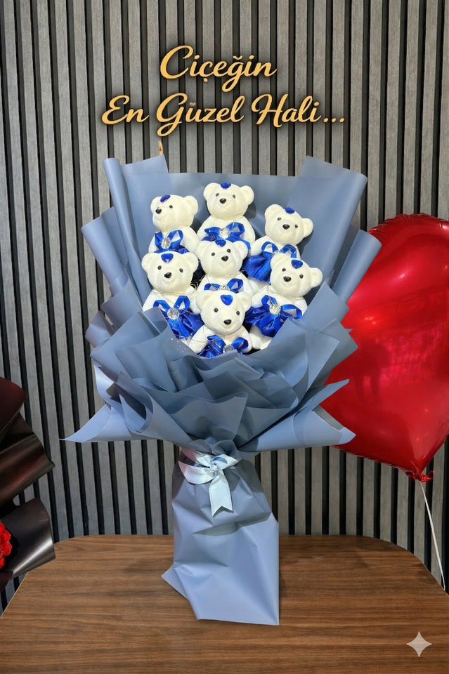 Mavi Ayıcık Buketi 