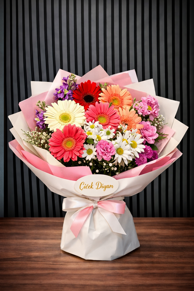 Paptya Celbera Ve Mevsim Çiçekleri Buketi