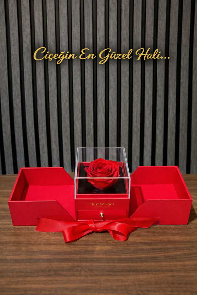 Premium Lüx Hediye Kutususolmayan Kırmızı Gül Yüzük Kolye Vs Koymak Için Çekmeceli