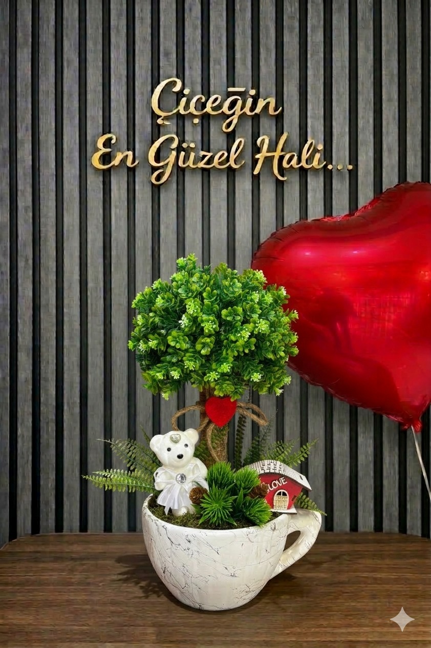 Premium Lüx Seramik Saksı Yapay Bonzai Ağacı Bahçe Tasarım