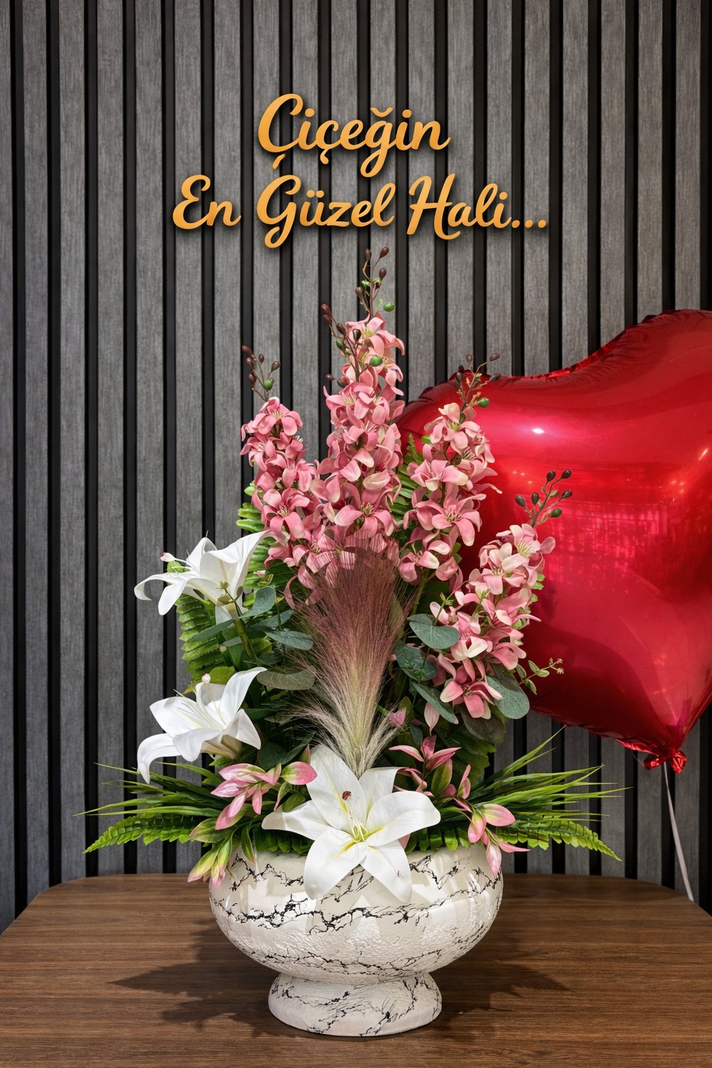 Premium Seramik Saksı Şebboy Ve Kazablanka Yeşillikler