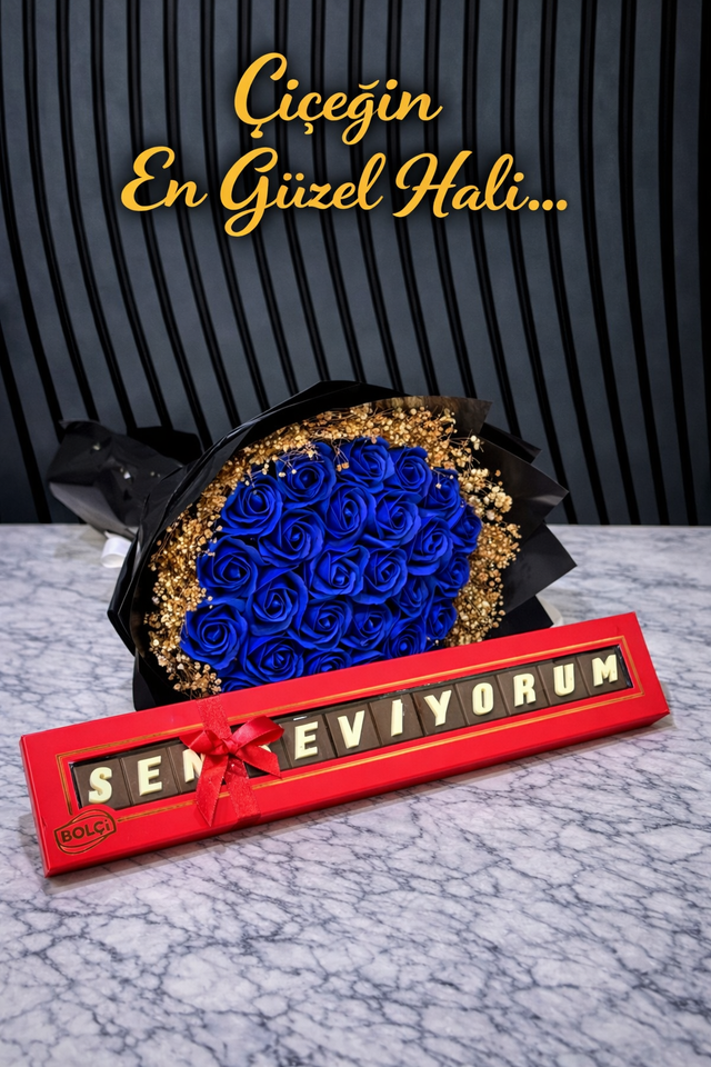 Seni Seviyorum Çikolata Ve Lüx Kokulu Yapay Buket
