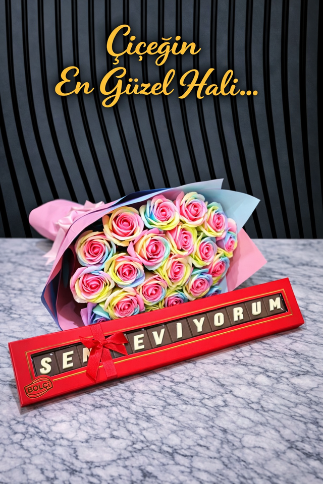 Seni Seviyorum Çikolata Ve Lüx Kokulu Yapay Buket
