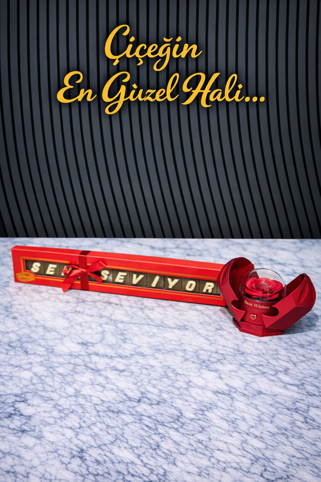  Solmayan Kırmızı Gül Yüzük Kutulu Bolçi Çikolata Seni Seviyorum