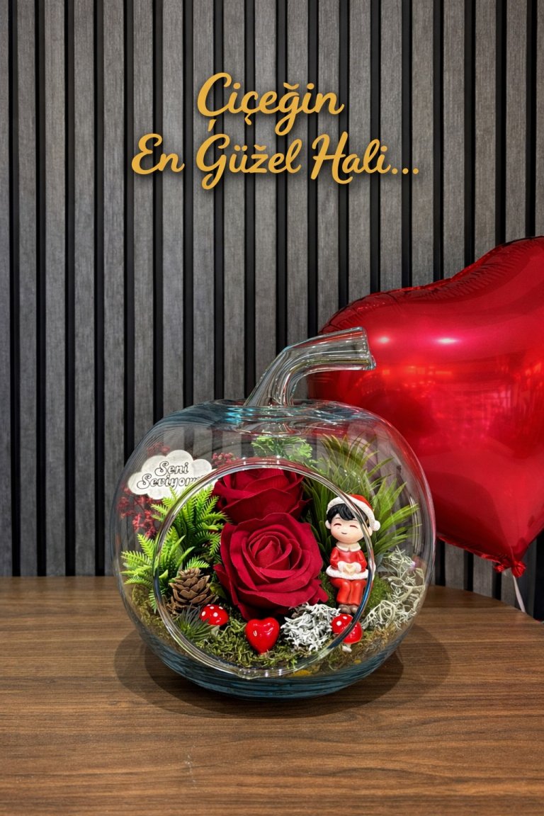 Elma Figürlü Güllü Ve Çeşitli Figürler Teraryum 