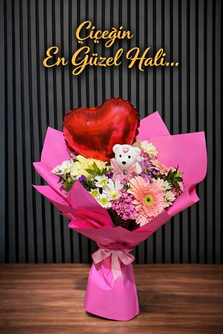 Premium Canlı Ithal Karışık Buket Balon Hediyeli