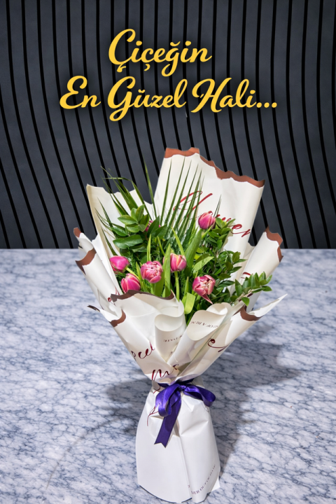 Premium Ithal Pembe Lale Buketi Lüx