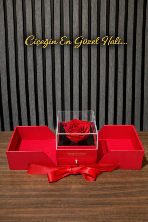 Premium Lüx Hediye Kutususolmayan Kırmızı Gül Yüzük Kolye Vs Koymak Için Çekmeceli