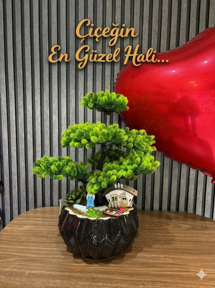 Premium Seramik Saksı  Yapay Bonzai Ve Bahçe Tasarım