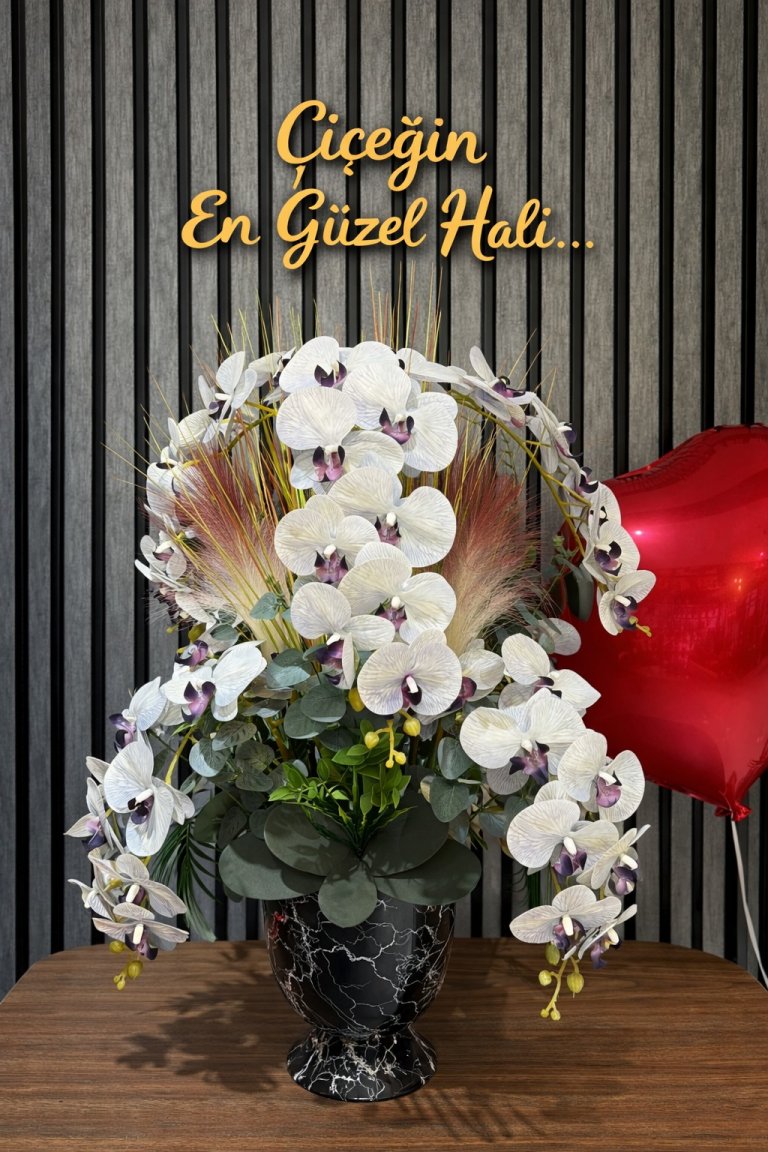Premium Seramik Saksıda Salon Köşelik 120 Cm Islak Orkide Vip Ürün