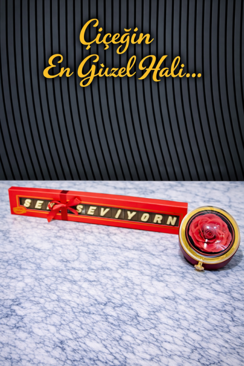 Premium Solmayan Kırmızı Gül Yüzük Kutulu Bolçi Çikolata Seni Seviyorum