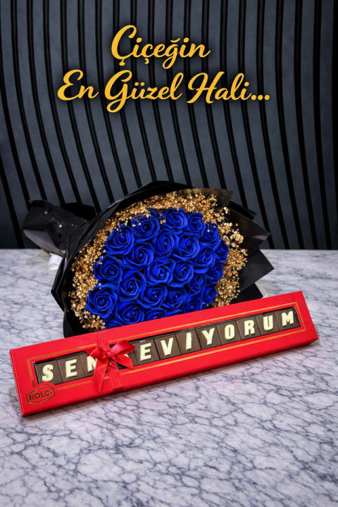Seni Seviyorum Çikolata Ve Lüx Kokulu Yapay Buket