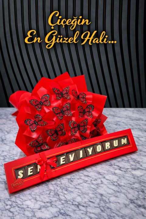 Seni Seviyorum Çikolata Ve Lüx Kokulu Yapay Buket
