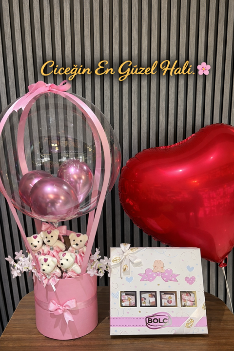 Yeni Doğan Kız Çocuğu Balon Çikolata Paketi 3