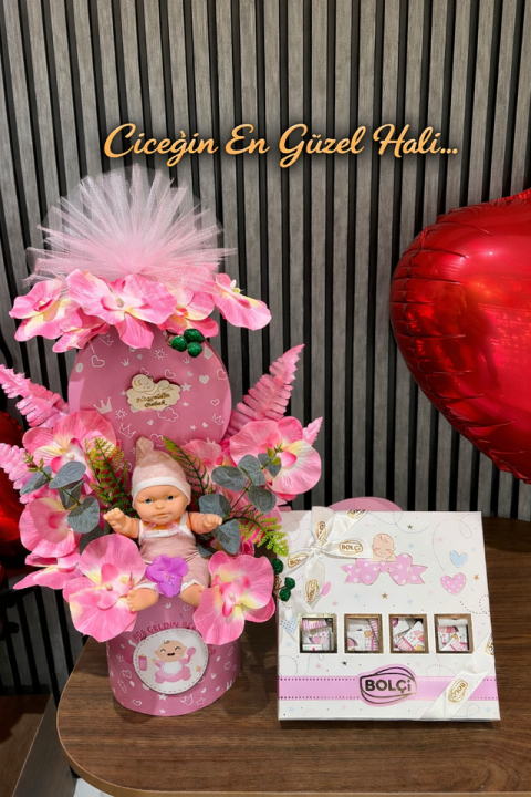 Yeni Doğan Kız Çocuğu Çiçek Çikolata Paket 2 