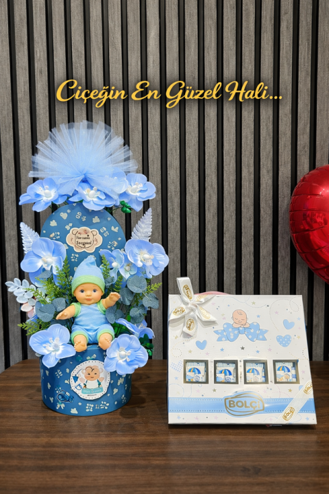 Ywni Doğan Erkek Çocuğu Çiçek Çikolata Paket 8