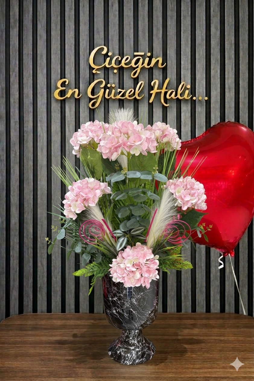 Vip Saksı Büyük Boy Yapay Ortanca Şık Ürün